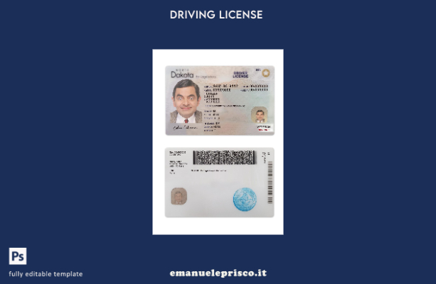verified style modello presente patente di guida USA North Dakota in stile verificato template